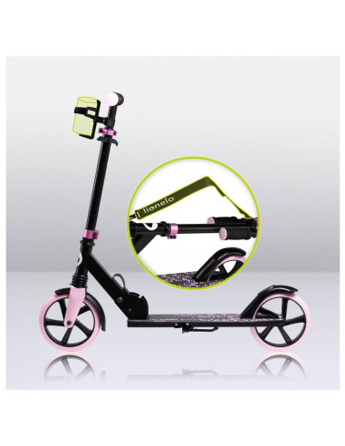 BN-LO-LUCA_BLACK_CARBON_PINK,Trotineta, Lionelo, Luca, Pentru copii sau adulti, Ultrapliabila, Pana la 100 Kg, Conform cu standa