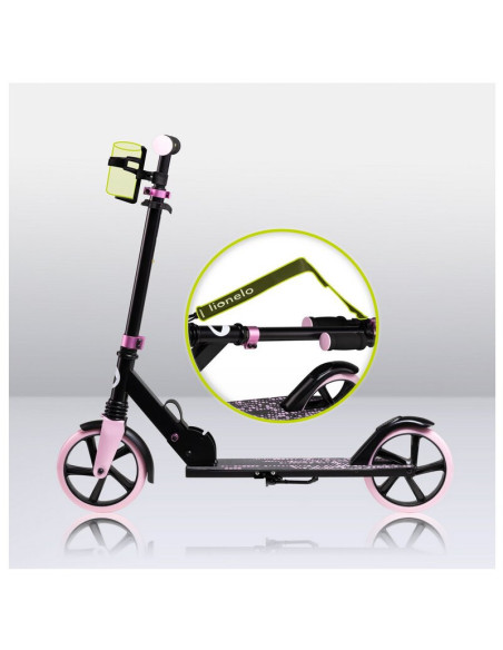 BN-LO-LUCA_BLACK_CARBON_PINK,Trotineta, Lionelo, Luca, Pentru copii sau adulti, Ultrapliabila, Pana la 100 Kg, Conform cu standa
