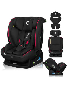 BN-LO-AART_I-SIZE_BLACK_CARBON_RED,Scaun auto, Lionelo, Aart i-Size, Cu spatar inclinabil in 4 pozitii, Cu tetiera reglabila in  2