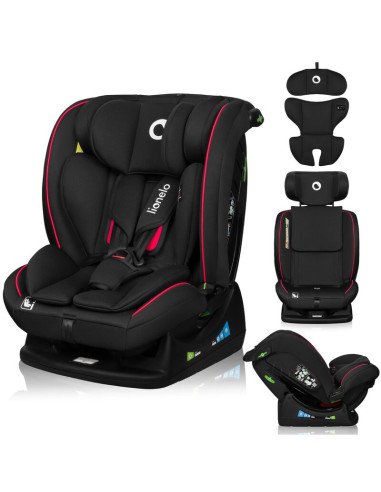 BN-LO-AART_I-SIZE_BLACK_CARBON_RED,Scaun auto, Lionelo, Aart i-Size, Cu spatar inclinabil in 4 pozitii, Cu tetiera reglabila in 