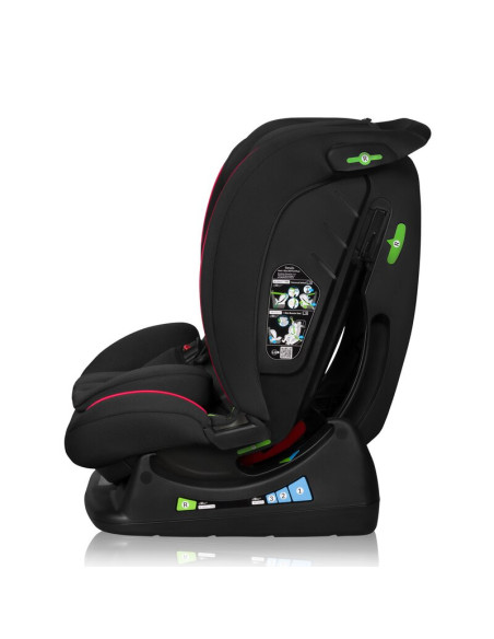 BN-LO-AART_I-SIZE_BLACK_CARBON_RED,Scaun auto, Lionelo, Aart i-Size, Cu spatar inclinabil in 4 pozitii, Cu tetiera reglabila in 