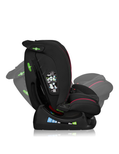 BN-LO-AART_I-SIZE_BLACK_CARBON_RED,Scaun auto, Lionelo, Aart i-Size, Cu spatar inclinabil in 4 pozitii, Cu tetiera reglabila in 