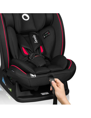 BN-LO-AART_I-SIZE_BLACK_CARBON_RED,Scaun auto, Lionelo, Aart i-Size, Cu spatar inclinabil in 4 pozitii, Cu tetiera reglabila in 