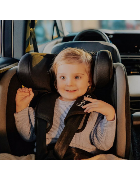 BN-LO-AART_I-SIZE_BLACK_CARBON_RED,Scaun auto, Lionelo, Aart i-Size, Cu spatar inclinabil in 4 pozitii, Cu tetiera reglabila in 