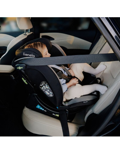 BN-LO-AART_I-SIZE_BLACK_CARBON_RED,Scaun auto, Lionelo, Aart i-Size, Cu spatar inclinabil in 4 pozitii, Cu tetiera reglabila in 