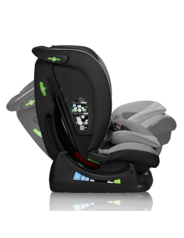 BN-LO-AART_I-SIZE_GREY_GRAPHITE,Scaun auto, Lionelo, Aart i-Size, Cu spatar inclinabil in 4 pozitii, Cu tetiera reglabila in 13 