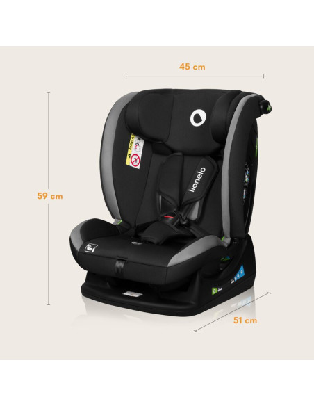 BN-LO-AART_I-SIZE_GREY_GRAPHITE,Scaun auto, Lionelo, Aart i-Size, Cu spatar inclinabil in 4 pozitii, Cu tetiera reglabila in 13 