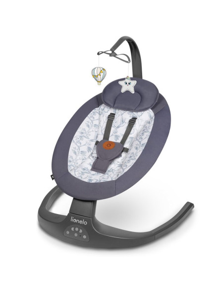 BN-LO-RALF_GREY_WHITE,Balansoar si sezlong, Lionelo, Ralf, 2 in 1, Electric, Cu telecomanda si cablu USB, Cu miscare laterala de