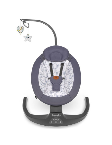 BN-LO-RALF_GREY_WHITE,Balansoar si sezlong, Lionelo, Ralf, 2 in 1, Electric, Cu telecomanda si cablu USB, Cu miscare laterala de