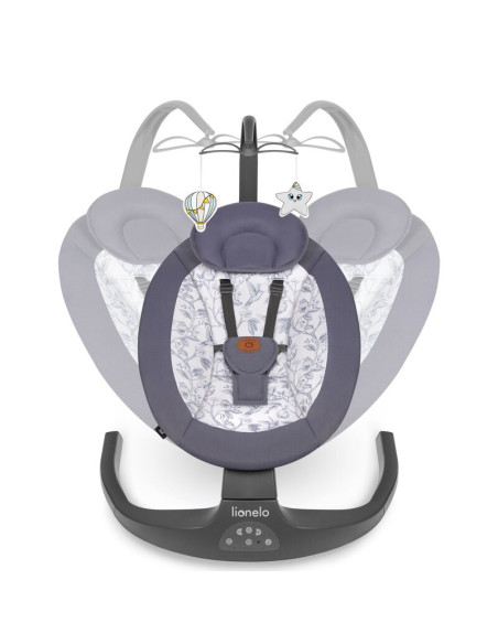 BN-LO-RALF_GREY_WHITE,Balansoar si sezlong, Lionelo, Ralf, 2 in 1, Electric, Cu telecomanda si cablu USB, Cu miscare laterala de