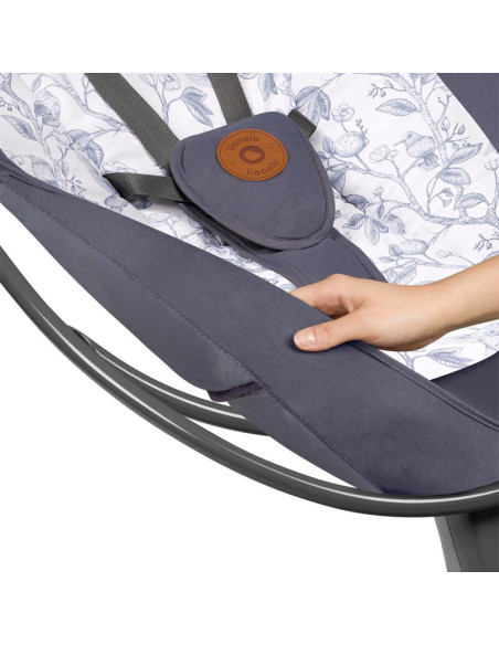 BN-LO-RALF_GREY_WHITE,Balansoar si sezlong, Lionelo, Ralf, 2 in 1, Electric, Cu telecomanda si cablu USB, Cu miscare laterala de