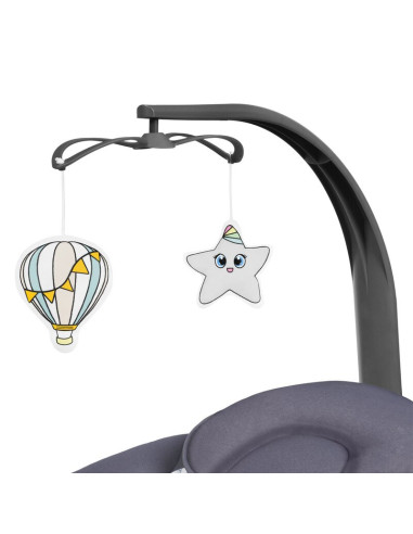 BN-LO-RALF_GREY_WHITE,Balansoar si sezlong, Lionelo, Ralf, 2 in 1, Electric, Cu telecomanda si cablu USB, Cu miscare laterala de