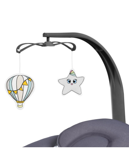 BN-LO-RALF_GREY_WHITE,Balansoar si sezlong, Lionelo, Ralf, 2 in 1, Electric, Cu telecomanda si cablu USB, Cu miscare laterala de