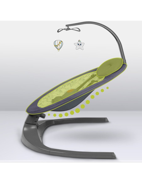 BN-LO-RALF_GREY_WHITE,Balansoar si sezlong, Lionelo, Ralf, 2 in 1, Electric, Cu telecomanda si cablu USB, Cu miscare laterala de