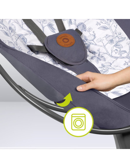 BN-LO-RALF_GREY_WHITE,Balansoar si sezlong, Lionelo, Ralf, 2 in 1, Electric, Cu telecomanda si cablu USB, Cu miscare laterala de