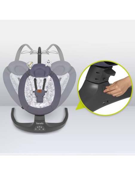 BN-LO-RALF_GREY_WHITE,Balansoar si sezlong, Lionelo, Ralf, 2 in 1, Electric, Cu telecomanda si cablu USB, Cu miscare laterala de