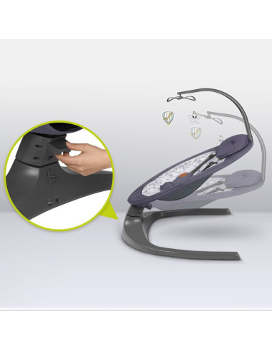 BN-LO-RALF_GREY_WHITE,Balansoar si sezlong, Lionelo, Ralf, 2 in 1, Electric, Cu telecomanda si cablu USB, Cu miscare laterala de