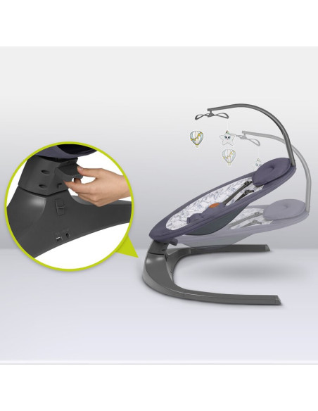 BN-LO-RALF_GREY_WHITE,Balansoar si sezlong, Lionelo, Ralf, 2 in 1, Electric, Cu telecomanda si cablu USB, Cu miscare laterala de