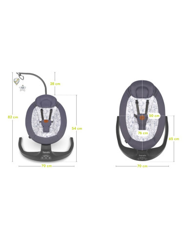 BN-LO-RALF_GREY_WHITE,Balansoar si sezlong, Lionelo, Ralf, 2 in 1, Electric, Cu telecomanda si cablu USB, Cu miscare laterala de