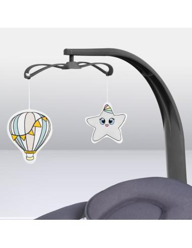 BN-LO-RALF_GREY_WHITE,Balansoar si sezlong, Lionelo, Ralf, 2 in 1, Electric, Cu telecomanda si cablu USB, Cu miscare laterala de