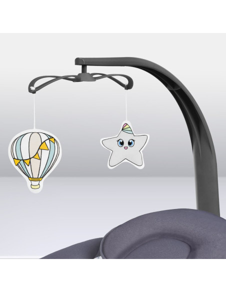 BN-LO-RALF_GREY_WHITE,Balansoar si sezlong, Lionelo, Ralf, 2 in 1, Electric, Cu telecomanda si cablu USB, Cu miscare laterala de