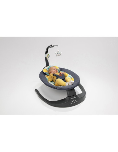 BN-LO-RALF_GREY_WHITE,Balansoar si sezlong, Lionelo, Ralf, 2 in 1, Electric, Cu telecomanda si cablu USB, Cu miscare laterala de