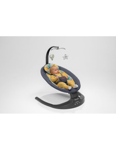 BN-LO-RALF_GREY_WHITE,Balansoar si sezlong, Lionelo, Ralf, 2 in 1, Electric, Cu telecomanda si cablu USB, Cu miscare laterala de