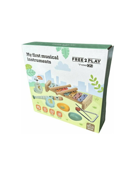 BN-80586,Set instrumente muzicale, Free2Play, 5 in 1, Contine xilofon, Fluier, Din lemn, Conform cu standardul european de secur BN-80586,Set instrumente muzicale, Free2Play, 5 in 1, Contine xilofon, Fluier, Din lemn, Conform cu standardul european de secur