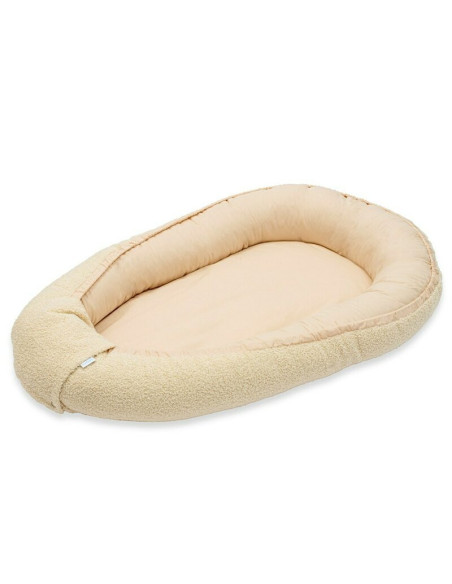BN-55630,Cosulet bebelus, New Baby, Pentru dormit, Baby Nest, 80x50 cm, Din bumbac 100%, Tesatura teddy, 0 luni+, Beige