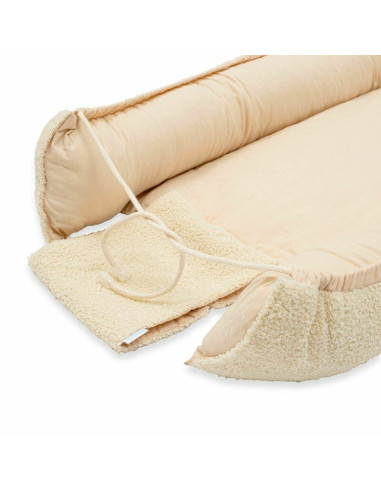 BN-55630,Cosulet bebelus, New Baby, Pentru dormit, Baby Nest, 80x50 cm, Din bumbac 100%, Tesatura teddy, 0 luni+, Beige