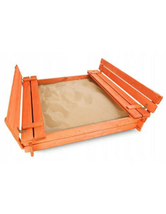BN-55912,Cutie de nisip, New Baby, Pentru copii, Cu bancute si trapa, Din lemn, 20x120x20 cm, 3 ani+, Orange