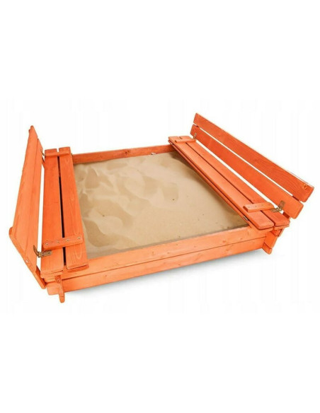 BN-55912,Cutie de nisip, New Baby, Pentru copii, Cu bancute si trapa, Din lemn, 20x120x20 cm, 3 ani+, Orange