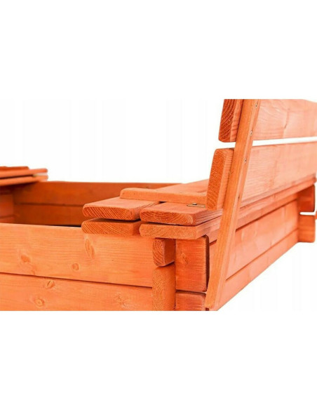 BN-55912,Cutie de nisip, New Baby, Pentru copii, Cu bancute si trapa, Din lemn, 20x120x20 cm, 3 ani+, Orange