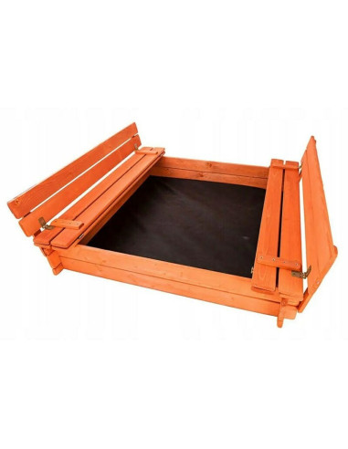 BN-55912,Cutie de nisip, New Baby, Pentru copii, Cu bancute si trapa, Din lemn, 20x120x20 cm, 3 ani+, Orange