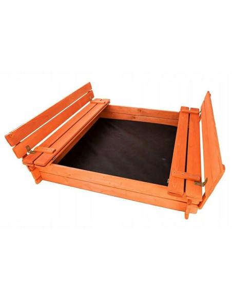 BN-55912,Cutie de nisip, New Baby, Pentru copii, Cu bancute si trapa, Din lemn, 20x120x20 cm, 3 ani+, Orange