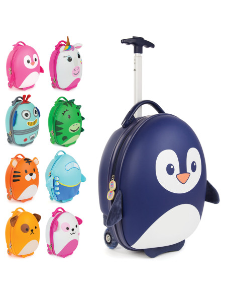 E34-973-465,Valiza Troler Boppi, Pinguin albastru