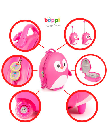140-973-EE2,Valiza Troler Boppi, Pinguin roz