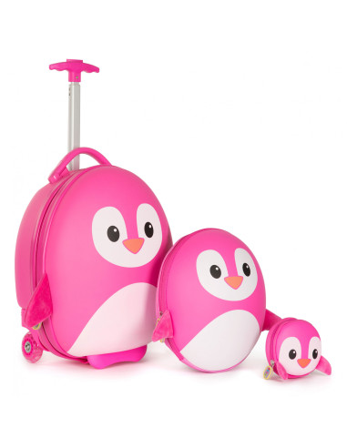140-973-EE2,Valiza Troler Boppi, Pinguin roz
