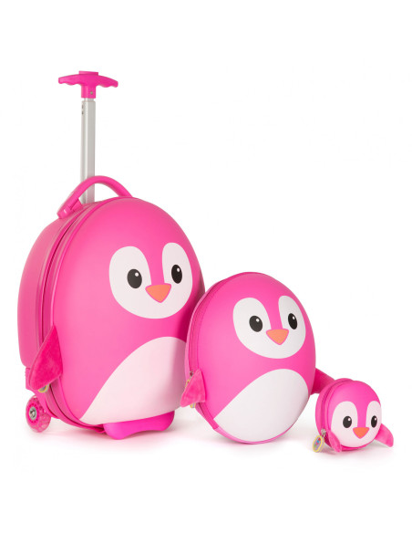 140-973-EE2,Valiza Troler Boppi, Pinguin roz