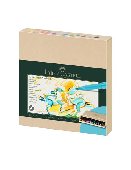 Markere cu cerneala Faber-Castell Pitt artist pen 2024, 12 buc, Cutie studio