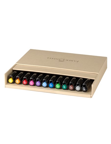 Markere cu cerneala Faber-Castell Pitt artist pen 2024, 12 buc, Cutie studio