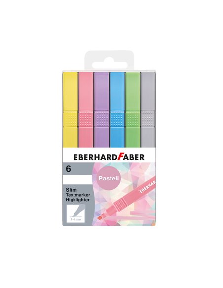 Textmarker slim patrat set 6 buc pastel eberhard faber