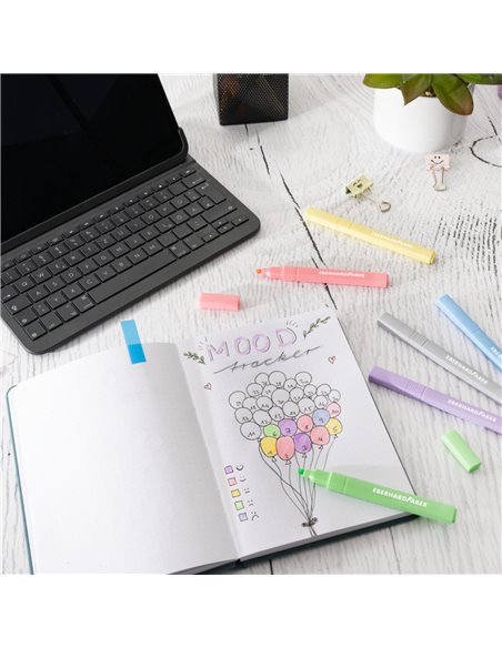 Textmarker slim patrat set 6 buc pastel eberhard faber