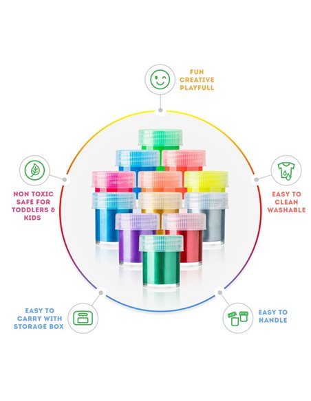 Culori guasa Duela Daco CU221, 20 ml, 6 neon + 6 metalice