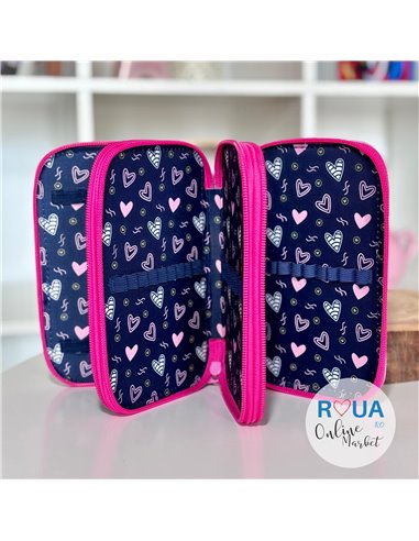 Penar neechipat cu 3 fermoare PE3009 Daco, Inimioare Penar neechipat cu 3 fermoare PE3009 Daco, Inimioare