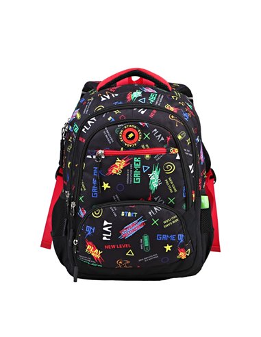 Ghiozdan scoala Ecada 614501, Motiv game, Multicolor