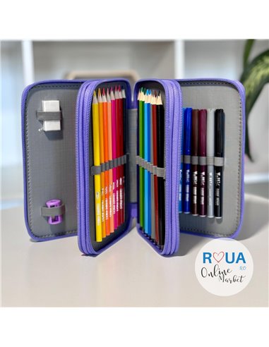 Penar echipat cu 3 fermoare YOLLO YL113, Unicorn Penar echipat cu 3 fermoare YOLLO YL113, Unicorn