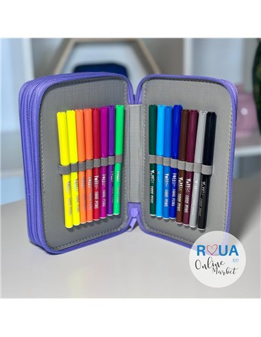 Penar echipat cu 3 fermoare YOLLO YL113, Unicorn Penar echipat cu 3 fermoare YOLLO YL113, Unicorn
