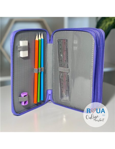 Penar echipat cu 3 fermoare YOLLO YL113, Unicorn Penar echipat cu 3 fermoare YOLLO YL113, Unicorn