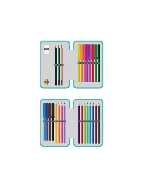 Penar echipat S-COOL SC2447, 2 fermoare, 29 piese, Rainbow